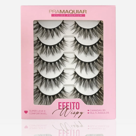 5 pares Cílios postiços Premium #1142 BIA (Efeito Wispy)