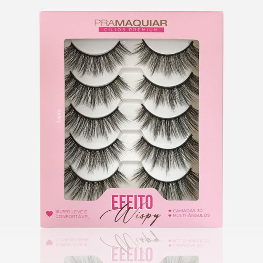 5 pares Cílios postiços Premium #1144 LAURA (Efeito Wispy)