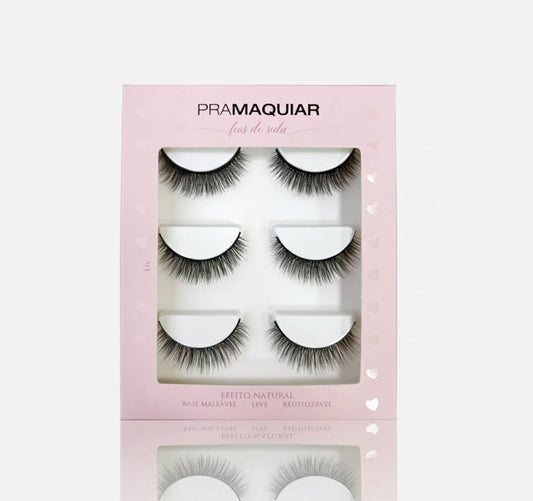 3 pares Cílios postiços Fios de Seda #1119 LIV