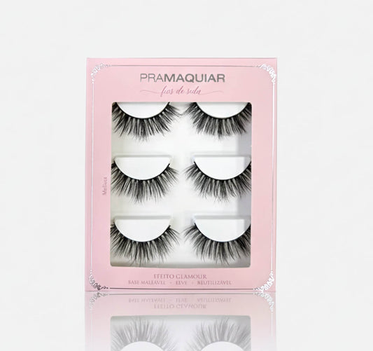 3 pares Cílios postiços Fios de Seda #1128 MELISSA