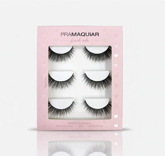 3 pares Cílios postiços Fios de Seda #1219 PENÉLOPE