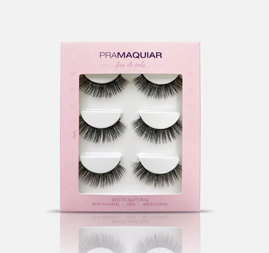 3 pares Cílios postiços Fios de Seda #1116 HOLLY